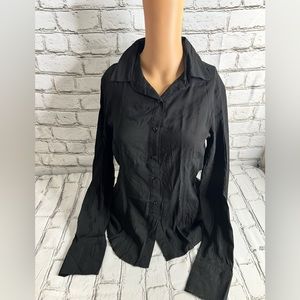 B0067 Beta House Button Down Black Shirt || Woman Top